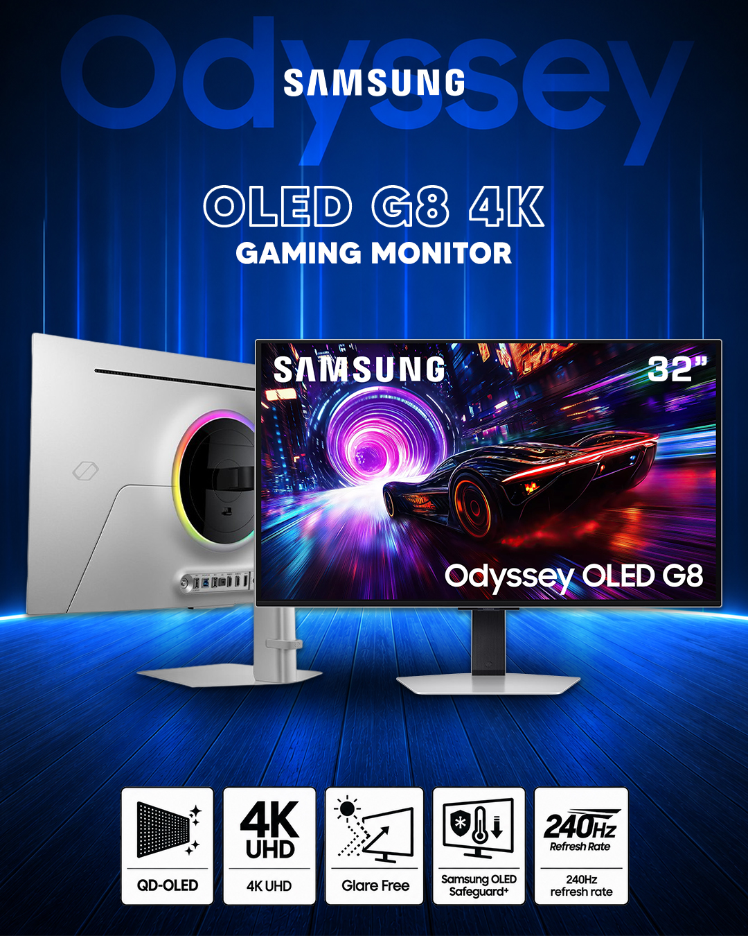 32” Samsung Odyssey OLED G8 4K Gaming Monitor