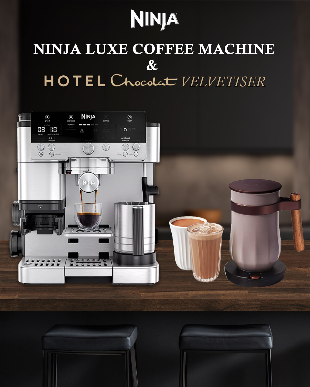 Ninja Luxe Coffee Machine & Hotel Chocolat Velvetiser